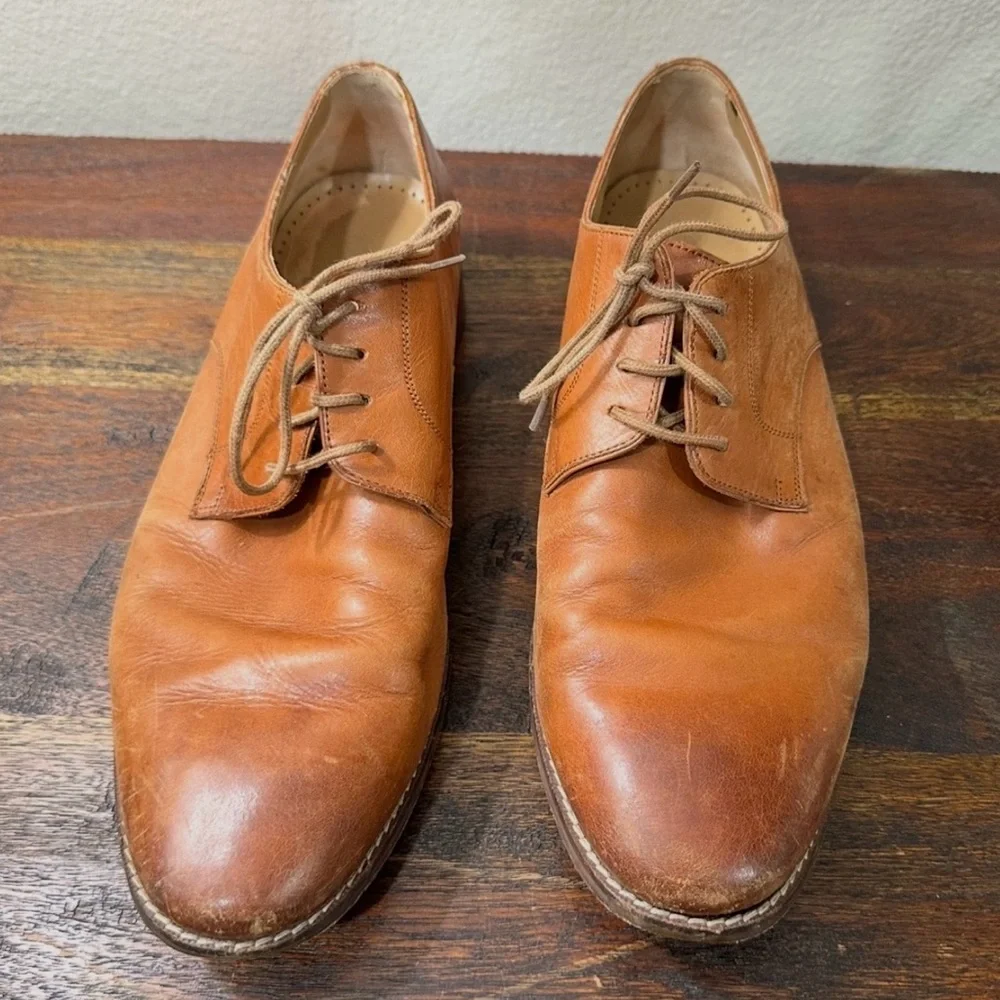 Vintage Cole Haan Tan Leather Plain Toe Oxford Dress‎ Shoes US Size 9.5W